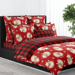 Vintage Santa Claus Red Plaid Christmas Duvet Cover<br><div class="desc">Celebrate the festive season with the Red Vintage Santa Claus Buffalo Plaid Christmas Duvet Cover. This charming duvet cover features a delightful pattern of vintage Santa Claus faces and snowflakes against a rich red background, evoking a nostalgic holiday spirit. The reverse side showcases a classic red and black buffalo plaid,...</div>