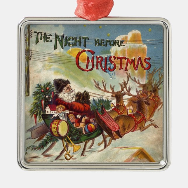 Vintage Santa Claus Reindeer Sleigh ornaments (Front)