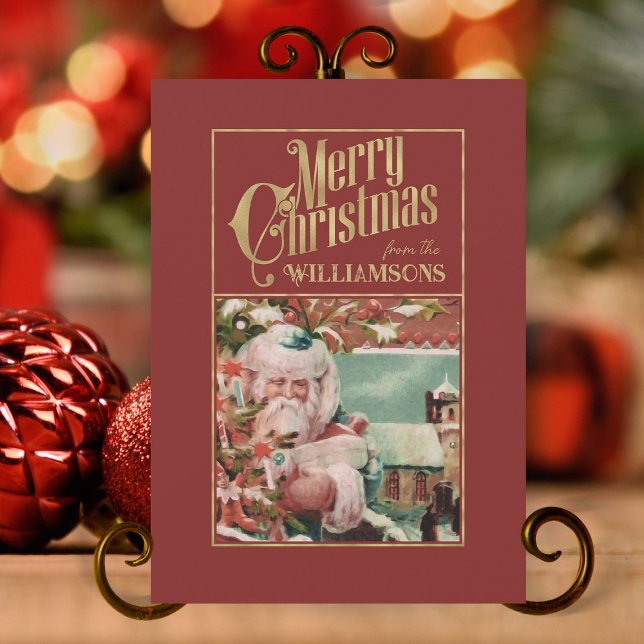 Vintage Santa Claus Retro Christmas Card (vintage santa claus christmas cards,vintage santa claus,retro christmas cards,vintage christmas card)