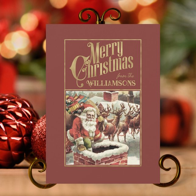Vintage Santa Claus Retro Christmas Card (vintage santa claus christmas cards,vintage santa claus,retro christmas cards,vintage christmas card)