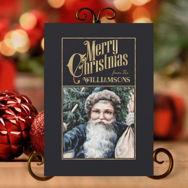 Vintage Santa Claus Retro Christmas Card (vintage santa claus christmas cards,vintage santa claus,retro christmas cards,vintage christmas card)