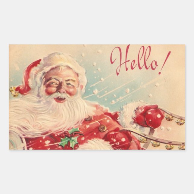 Vintage Santa Claus Riding Sleigh Sticker (Front)