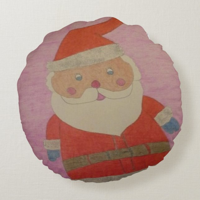 Vintage Santa Claus Round Pillow (Back)