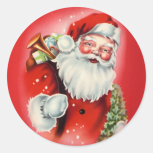 Vintage Santa Claus Round Sticker