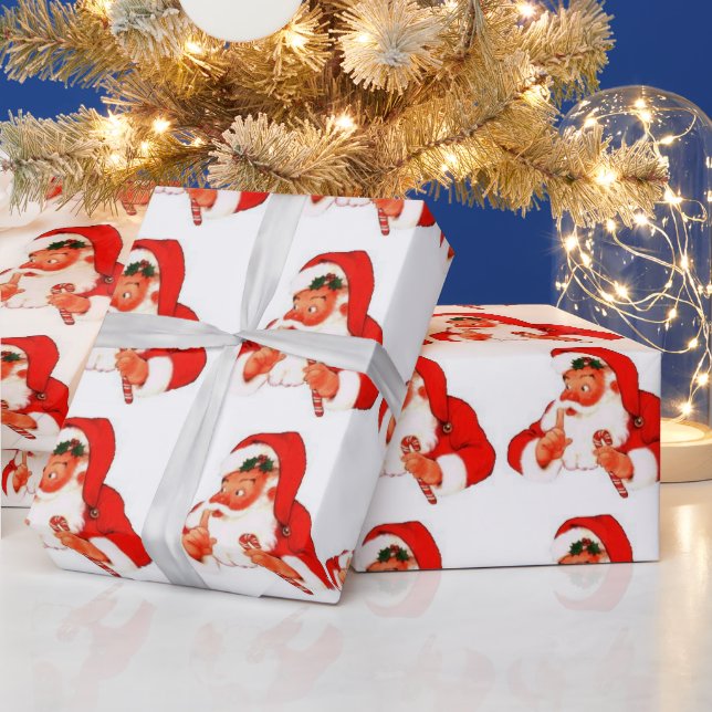 Vintage Santa Claus saying Shhh Wrapping Paper (Holidays)
