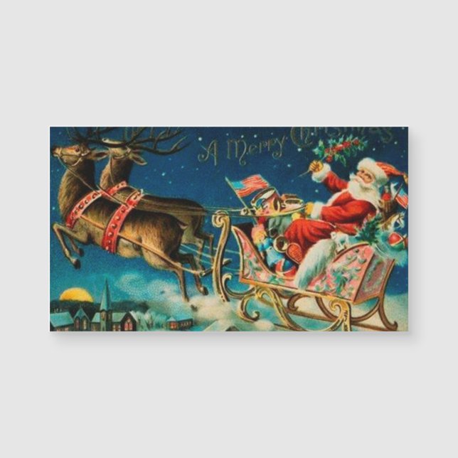 Vintage Santa Claus Sleigh Christmas Holiday (Front)
