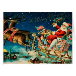 Vintage Santa Claus Sleigh Christmas Holiday