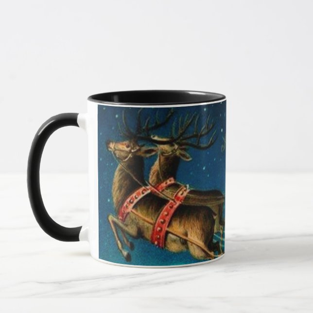 Vintage Santa Claus Sleigh Christmas Holiday Mug (Left)