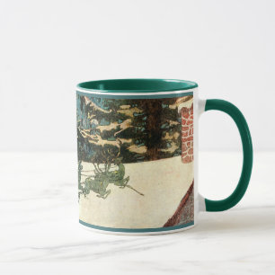 Vintage Santa Claus Sleigh on Rooftop Mug