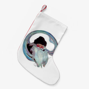 Vintage Santa Claus Smoking a Pipe Small Christmas Stocking