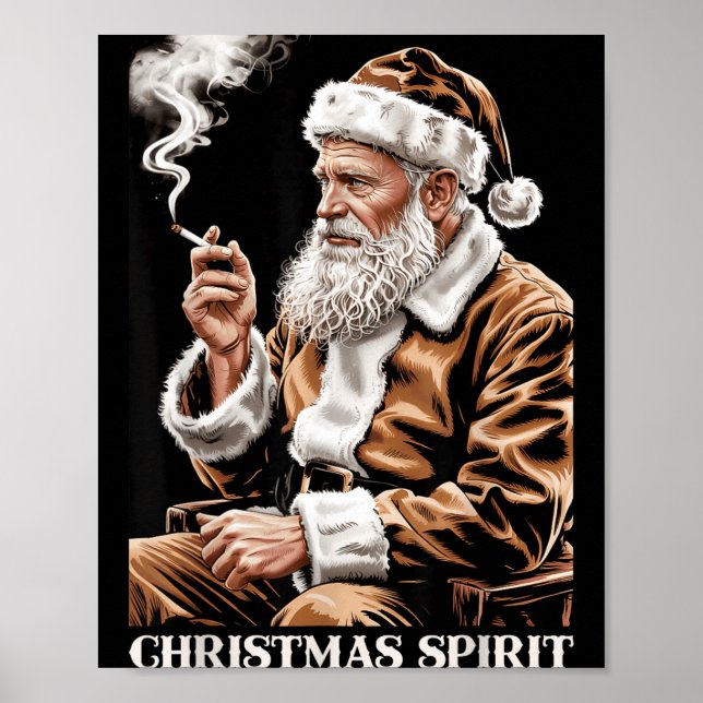 Vintage Santa Claus Smoking Cigarette Funny Christ Poster (Front)