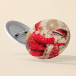 Vintage Santa Claus Snowman Winter Christmas 2 Inch Round Button<br><div class="desc">Vintage Santa Claus Snowman Winter Christmas Buttons features a jovial Santa Claus and snowman in the snow. Perfect as stocking fillers and gifts for family and friends for the Christmas holidays. Part of a collection. Designed by Evco Holidays www.zazzle.com/store/evcoholidays</div>