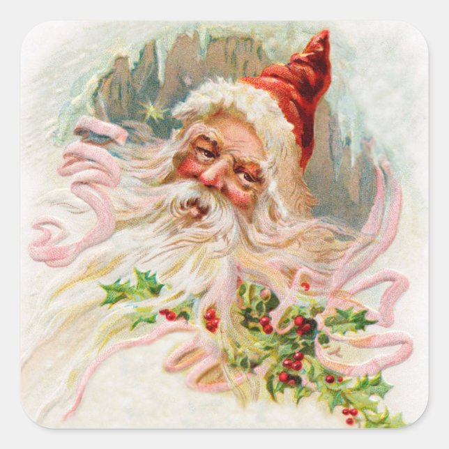 Vintage Santa Claus Square Sticker (Front)