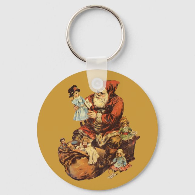 Vintage Santa Claus St. Nickn Art Print Keychain (Front)