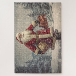 Vintage Santa Claus Strolling In Snow 1014pcs Jigsaw Puzzle