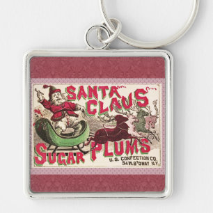 Vintage Santa Claus Sugar Plums Ad Antique Candy Keychain