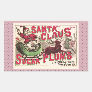 Vintage Santa Claus Sugar Plums Ad Antique Candy Sticker
