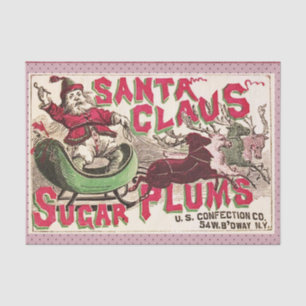 Vintage Santa Claus Sugar Plums Ad Antique Candy Tissue Paper