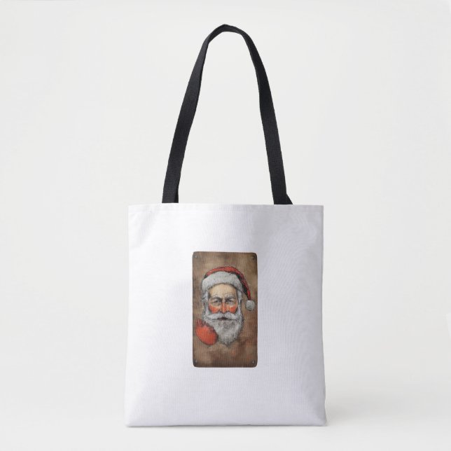 Vintage Santa Claus Tole Art Canvas Tote Bag (Front)