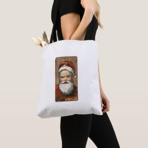 Vintage Santa Claus Tole Art Canvas Tote Bag