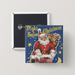 Vintage Santa Claus, Twas Night Before Christmas 2 Inch Square Button