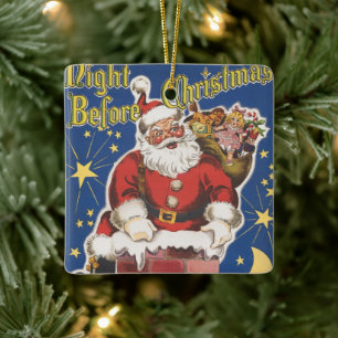 Vintage Santa Claus, Twas Night Before Christmas Ceramic Ornament