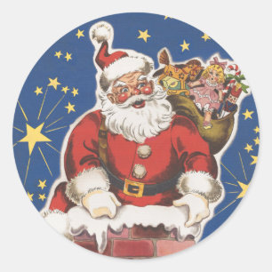 Vintage Santa Claus, Twas Night Before Christmas Classic Round Sticker