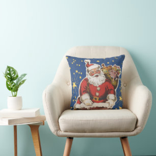 Vintage Santa Claus, Twas Night Before Christmas Throw Pillow