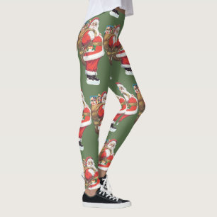 Vintage Santa Claus, Victorian Christmas die cut Leggings