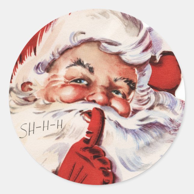 Vintage Santa Claus Whispering Classic Round Sticker (Front)