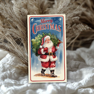Vintage Santa Claus with Christmas tree rice Tissue Paper