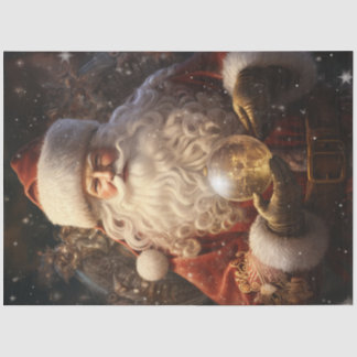 Vintage Santa Claus with glowing Christmas ball Tissue Paper
