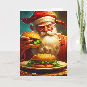 Vintage Santa Claus with Hamburger Card