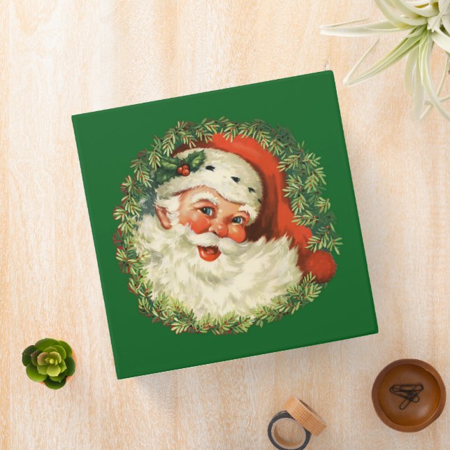 Vintage Santa Claus with Pine Wreath Binder (In Situ)