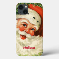 Vintage Santa Claus with Pine Wreath