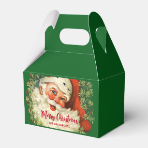 Vintage Santa Claus with Pine Wreath Christmas Favor Box