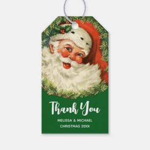 Vintage Santa Claus with Pine Wreath Gift Tags