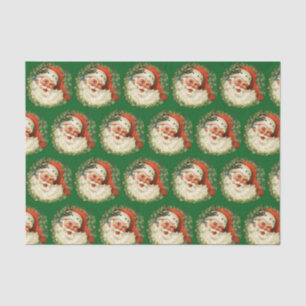 Vintage Santa Claus with Pine Wreath Pattern Tissue Paper