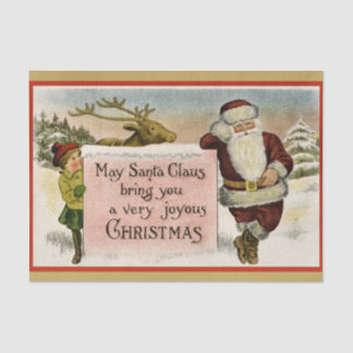 Vintage Santa Claus with Reindeer and Child Tissue Paper