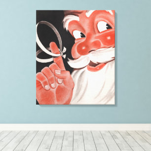 Vintage Santa Claus with Reminder String on Finger Canvas Print