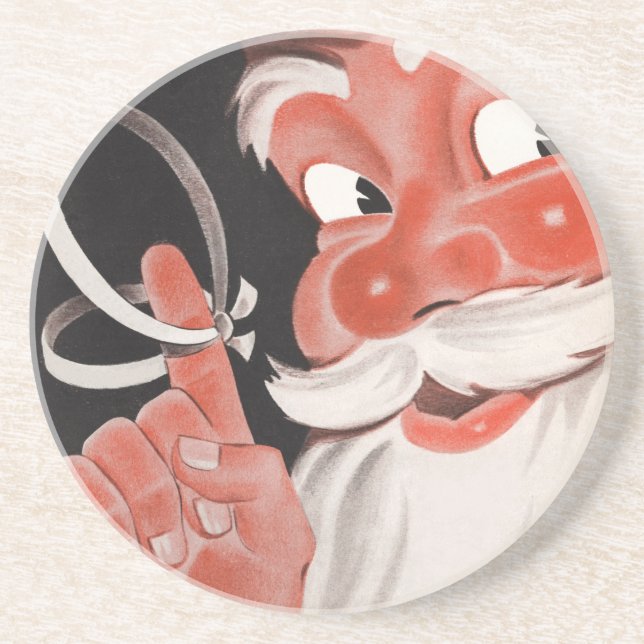 Vintage Santa Claus with Reminder String on Finger Coaster (Front)