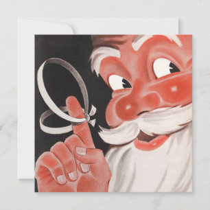 Vintage Santa Claus with Reminder String on Finger Holiday Card