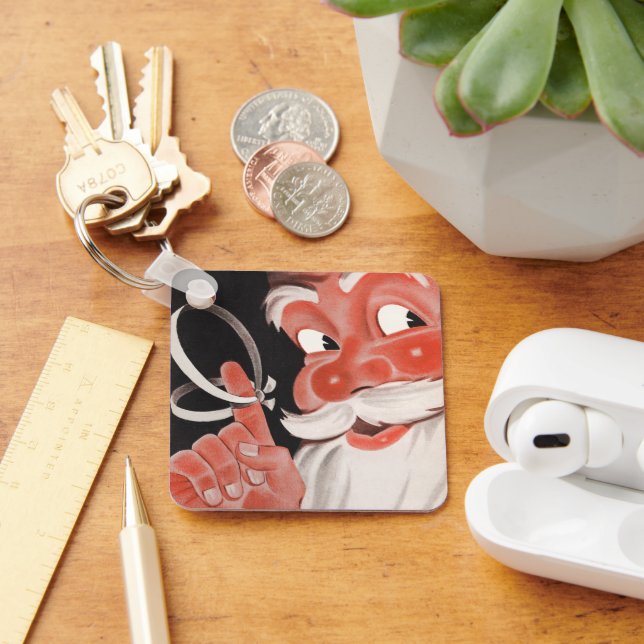 Vintage Santa Claus with Reminder String on Finger Keychain (Desk)