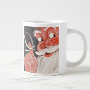 Vintage Santa Claus with Reminder String on Finger Large Coffee Mug