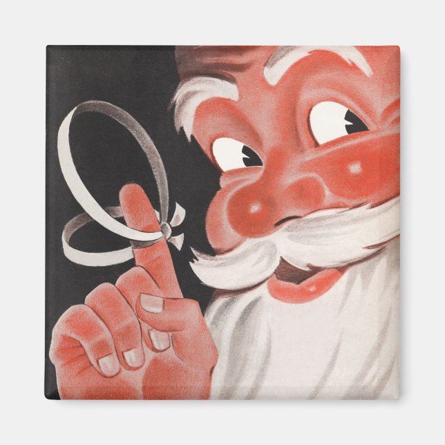 Vintage Santa Claus with Reminder String on Finger Magnet (Front)