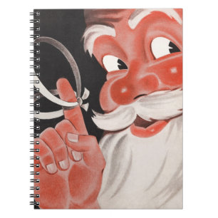 Vintage Santa Claus with Reminder String on Finger Notebook