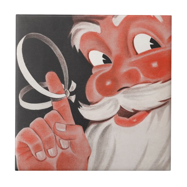 Vintage Santa Claus with Reminder String on Finger Tile (Front)