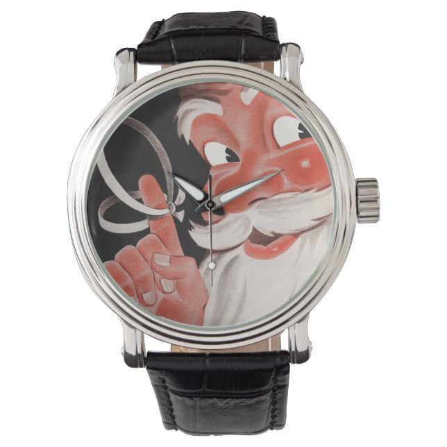 Vintage Santa Claus with Reminder String on Finger Watch (Front)