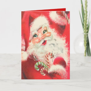 Vintage Santa Claus with Sugar Candy Christmas Holiday Card