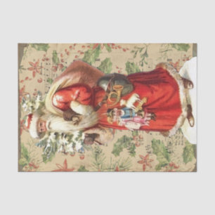 Vintage Santa Claus with Toys and Christmas Tree Tissue Paper